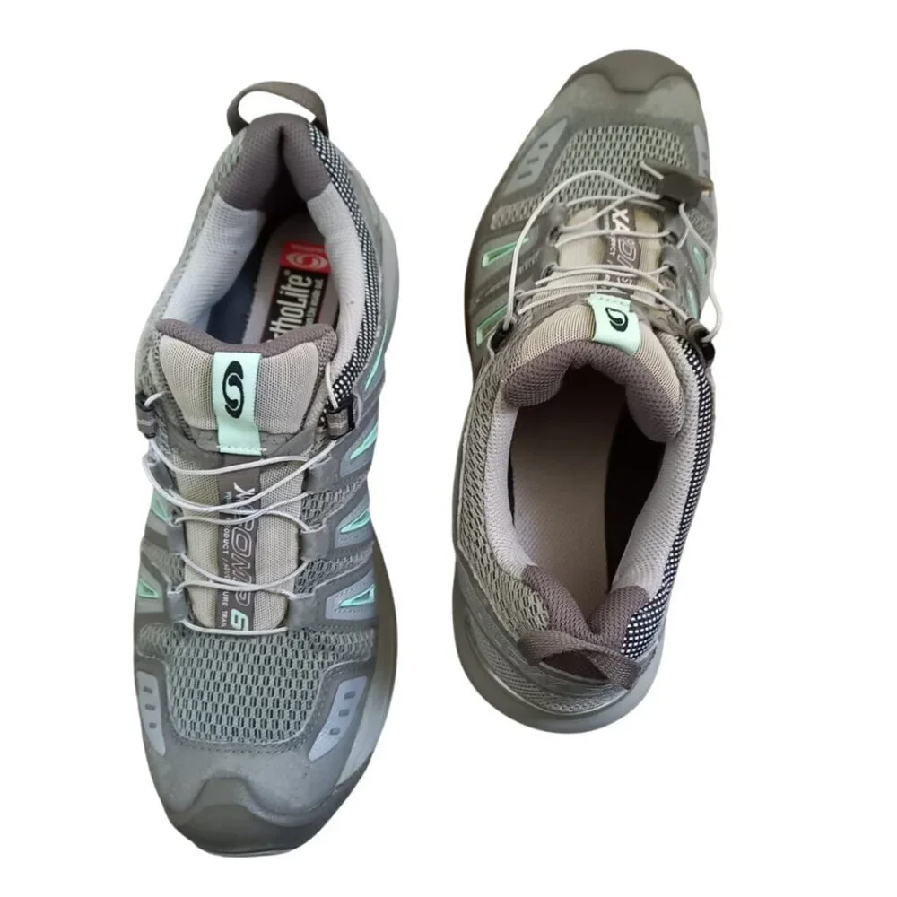 Salomon Women's Trail Running / Hiking Shoes Gray & Teal, Size 9 US (EUR 41 1/3)